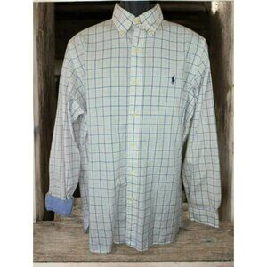 Ralph Lauren Mens Large Button-Down Long Sleeve Plaid Cotton Shirt
